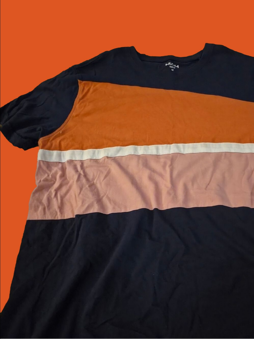 4/$25 Deal! Nuon Colorblock Crew Neck Women's Top - Navy, Orange & Pink